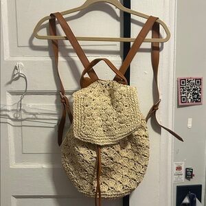 Tan Woven Backpack